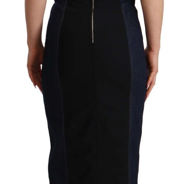 Dolce & Gabbana Dark Blue Cotton Denim Sheath Midi Dress
