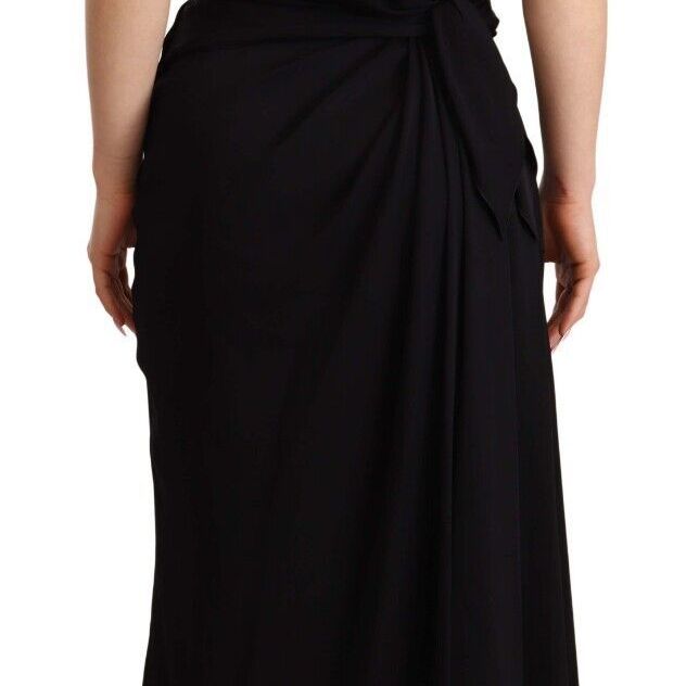 Dolce & Gabbana Black Silk Stretch Strapless Sheath Midi Dress