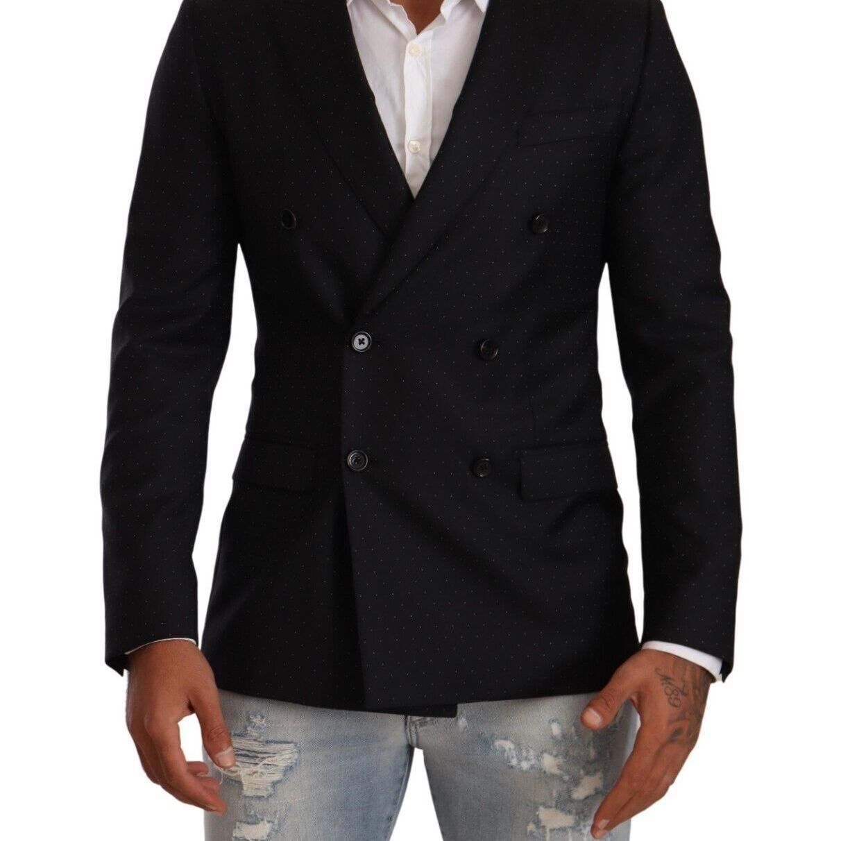 Dolce & Gabbana Black Dotted Double Breasted MARTINI Jacket