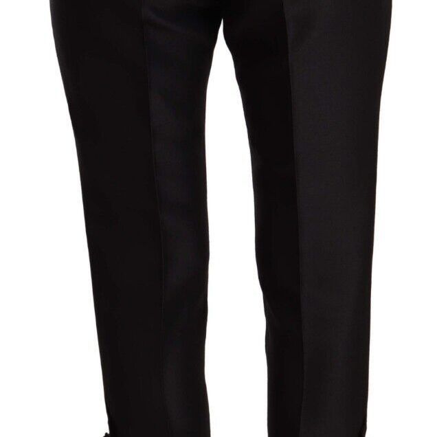 Dsquared² Black Button Embellished Cropped High Waist Pants