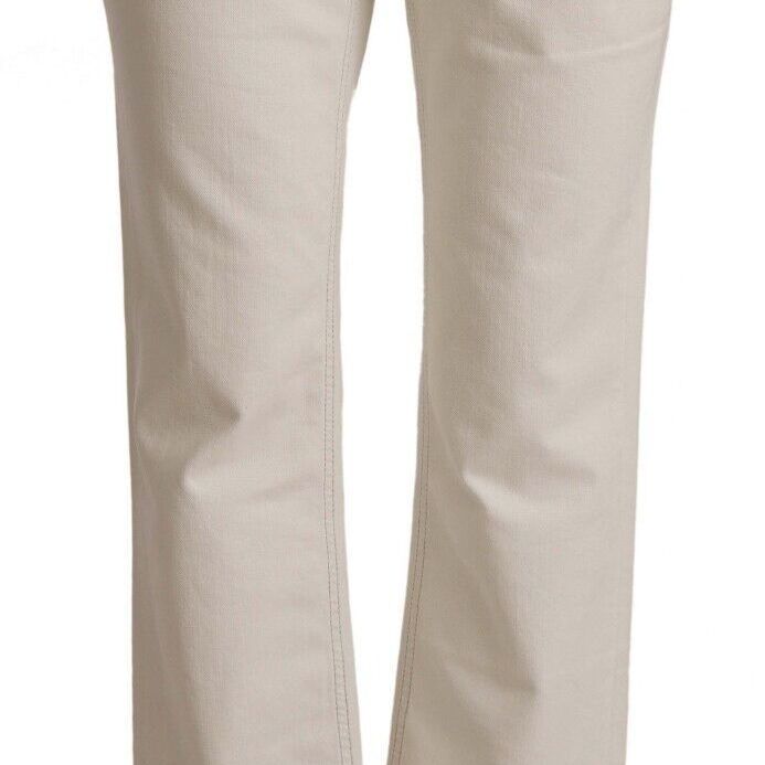 Dolce & Gabbana Off White Cotton Flared Cropped Denim Jeans