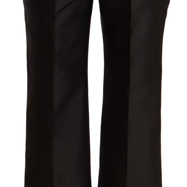 Dolce & Gabbana Black 100% Silk Flared Cropped Pants