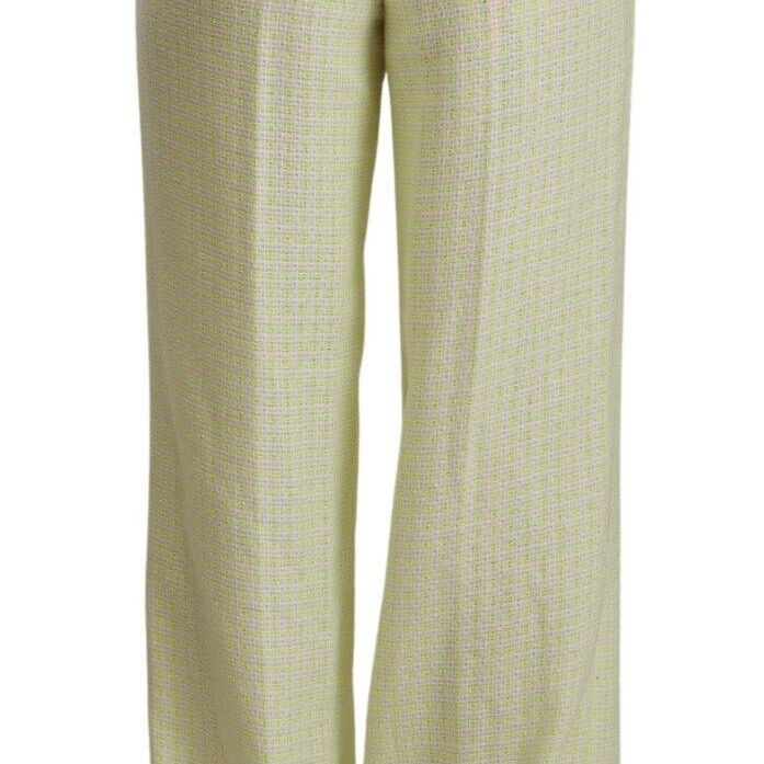 MSGM Yellow Green Cotton High Waist Straight Long Pants