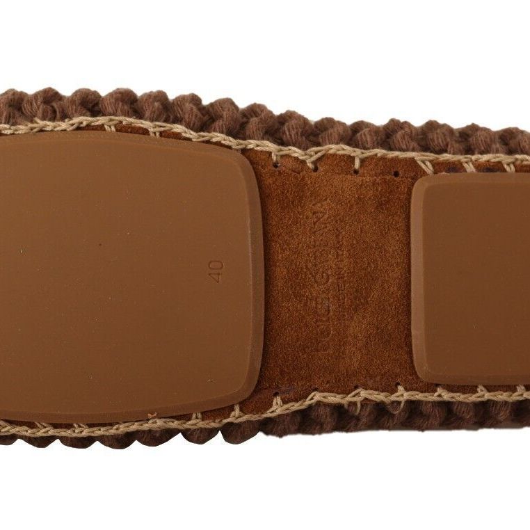 Dolce & Gabbana Brown Slip On Ballerina Flats Wool Knit Shoes