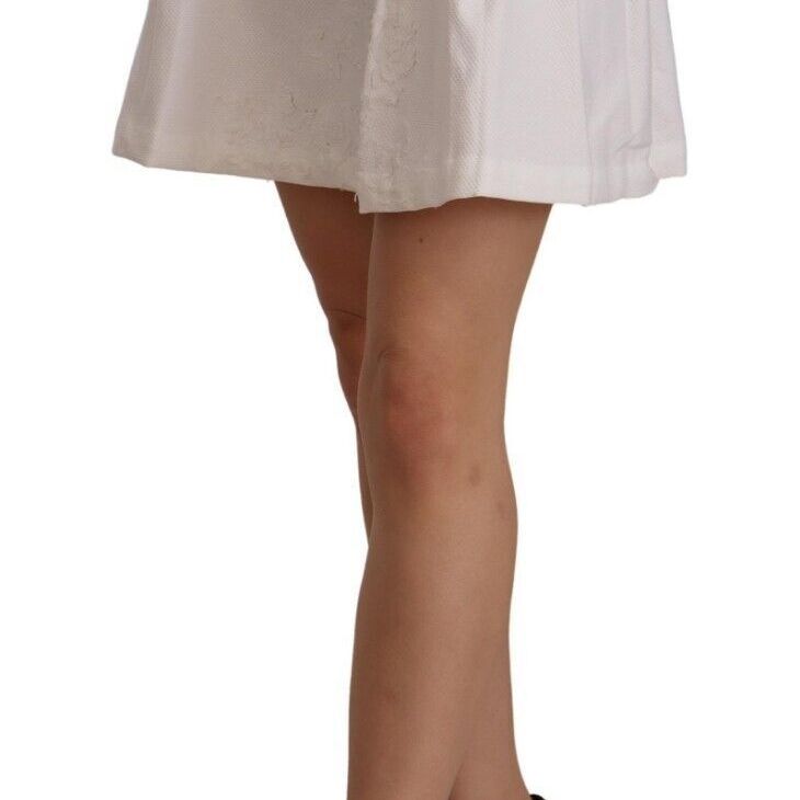 Ermanno Scervino White High Waist A-line Mini Cotton Skirt