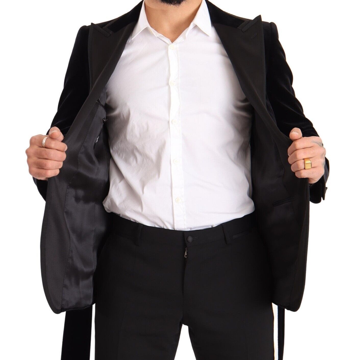 Dolce & Gabbana Black Velvet Single Breasted One Button Blazer
