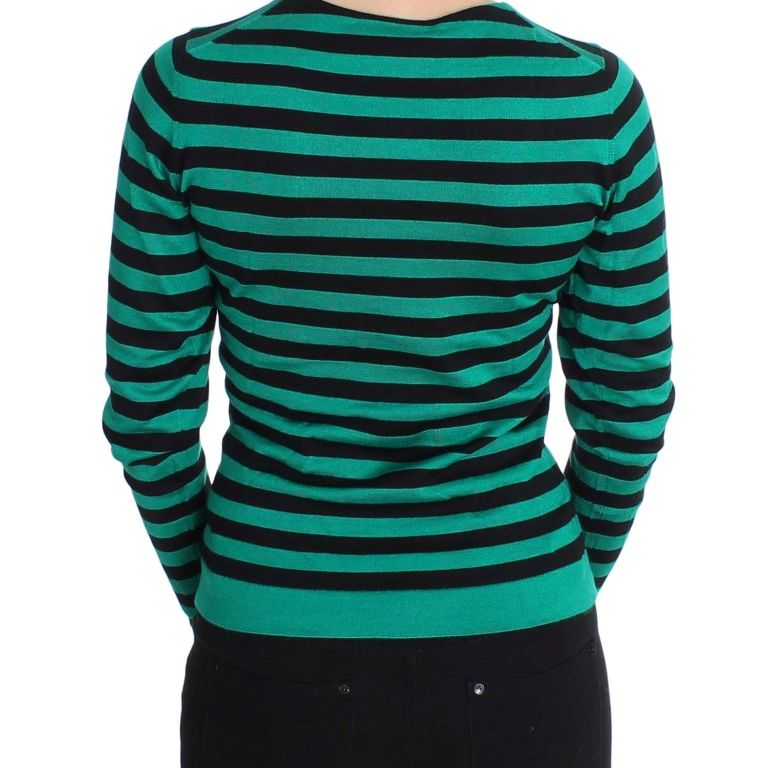 Dolce & Gabbana Green Black Silk Cashmere Sweater