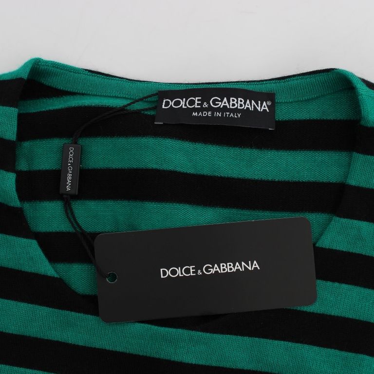 Dolce & Gabbana Green Black Silk Cashmere Sweater