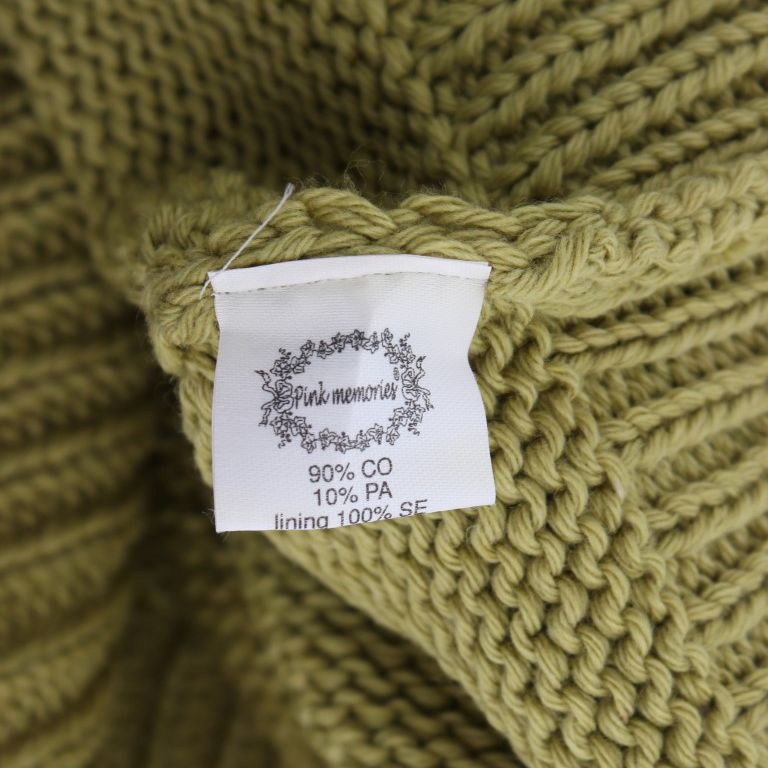 PINK MEMORIES Green Cotton Blend Knitted Sleeveless Sweater