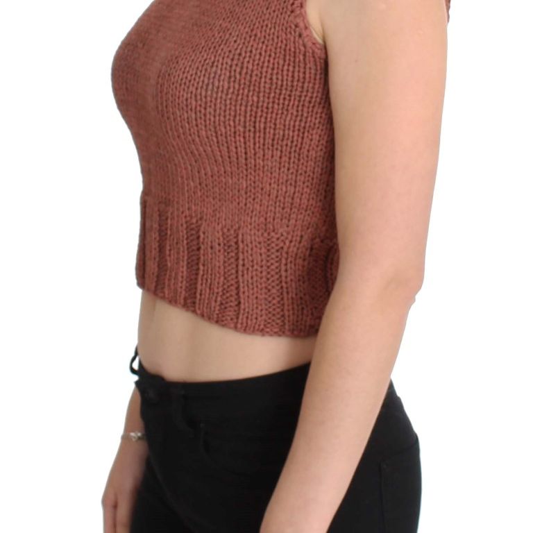 PINK MEMORIES Red Cotton Blend Knitted Sleeveless Sweater