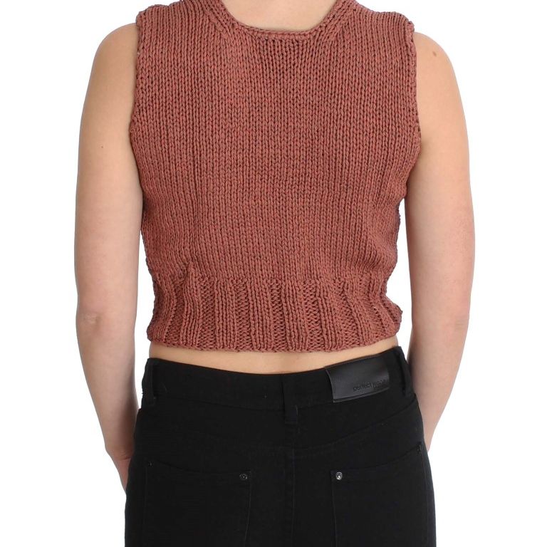 PINK MEMORIES Red Cotton Blend Knitted Sleeveless Sweater