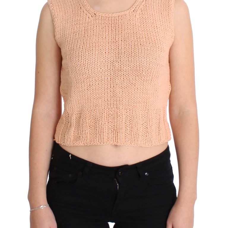 PINK MEMORIES Pink Cotton Blend Knitted Sleeveless Sweater