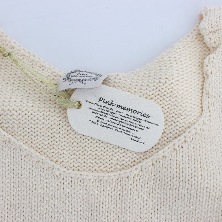PINK MEMORIES Beige Cotton Blend Knitted Sleeveless Sweater