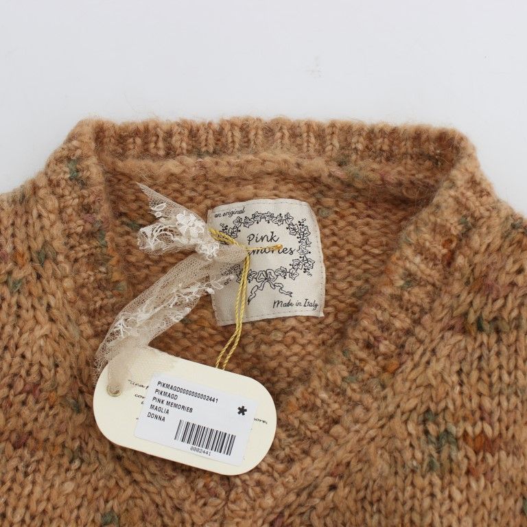 PINK MEMORIES Brown Wool Blend Knitted Oversize Sweater