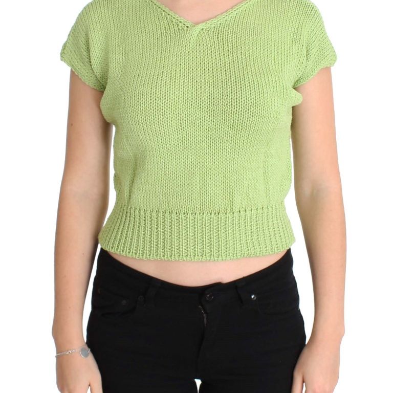 PINK MEMORIES Green Cotton Blend Knitted Sweater