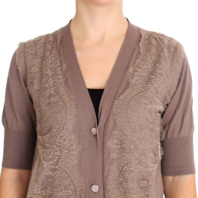 PINK MEMORIES Purple Lace Cotton Cardigan Sweater