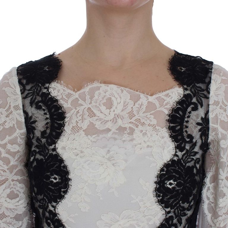 Dolce & Gabbana White Floral Lace Full Length Gown Dress