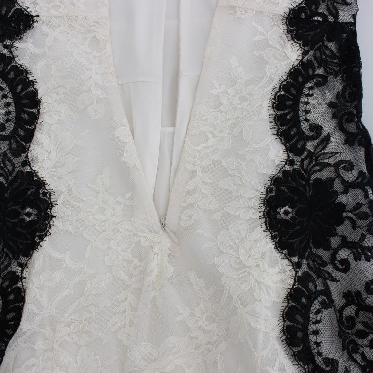 Dolce & Gabbana White Floral Lace Full Length Gown Dress
