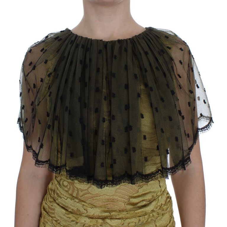 Dolce & Gabbana Yellow Black Floral Lace Ricamo Gown Dress