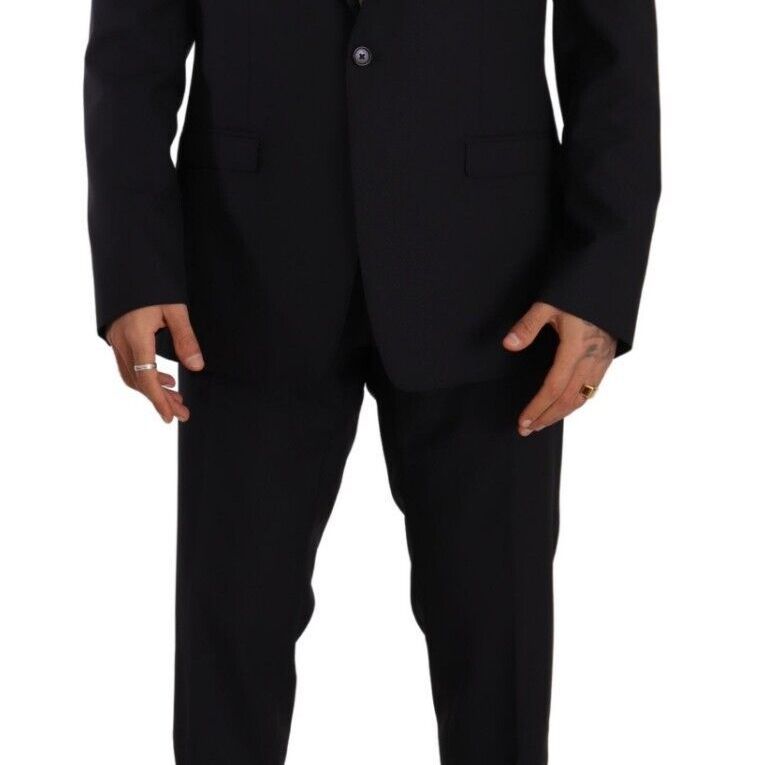Dolce & Gabbana Blue GOLD Wool Single Breasted 2 Piece Suit