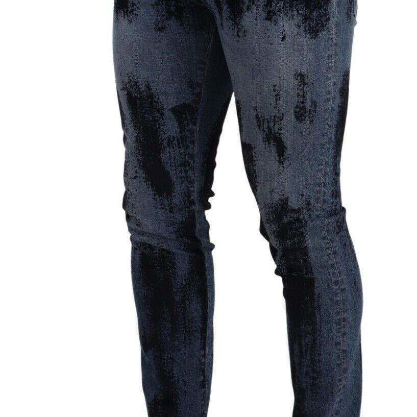 Dolce & Gabbana Blue Black Cotton Skinny Denim Jeans