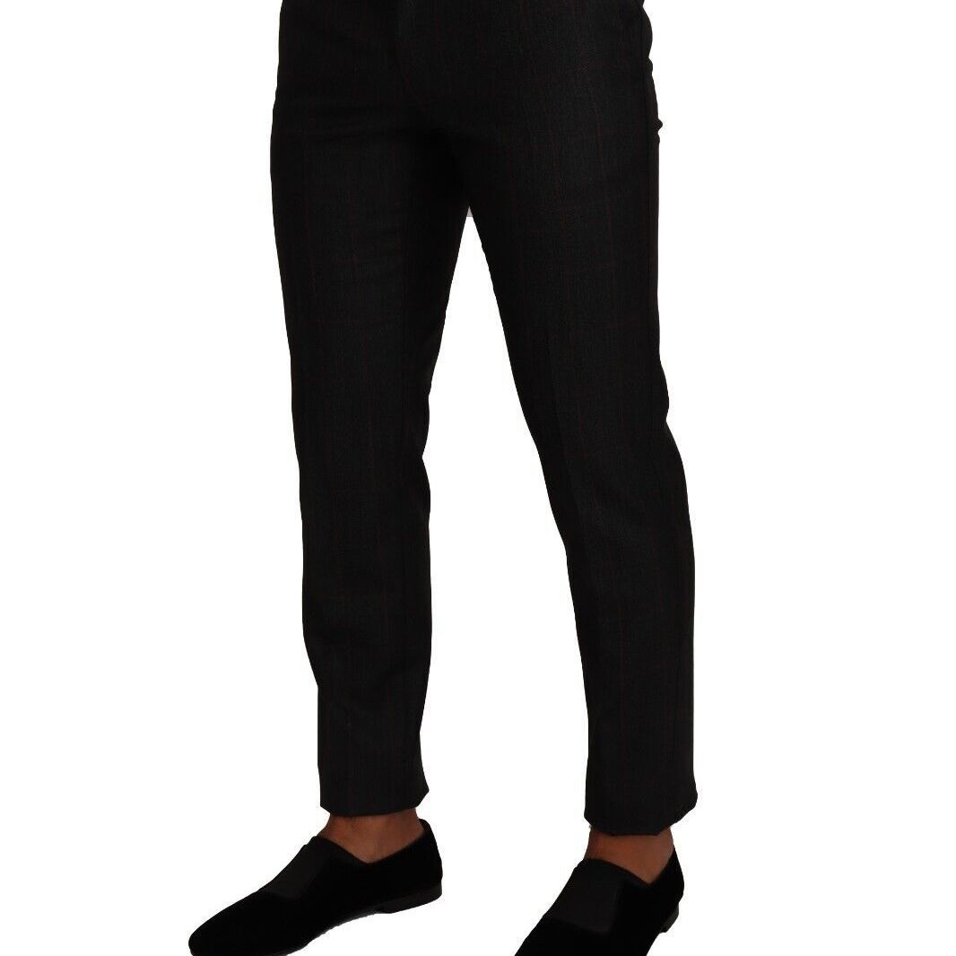 Dolce & Gabbana Gray Check Wool Formal Trouser Dress Pants