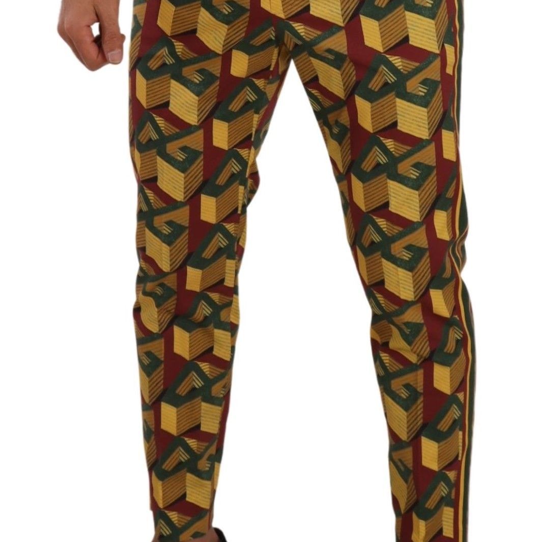 Dolce & Gabbana Multicolor Logo Mania Cotton Tapered Trouser Pants