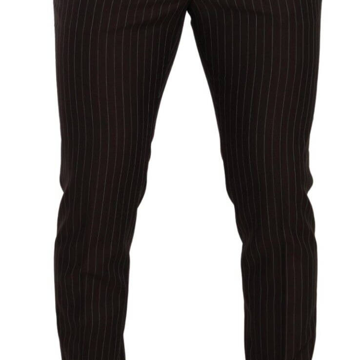 Dolce & Gabbana Brown Striped Wool Formal Trouser Dress Pants