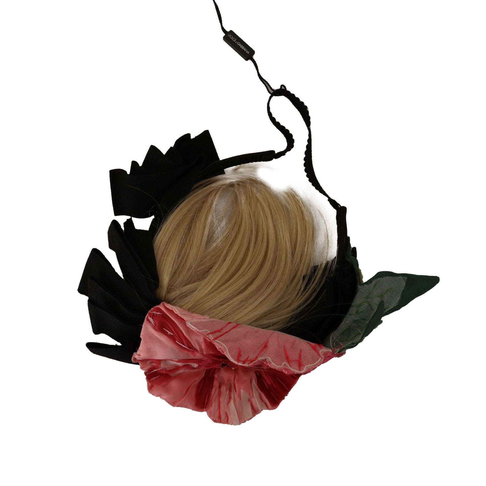 Dolce & Gabbana Black Silk White Hair Parrucchiera Diadem Headband