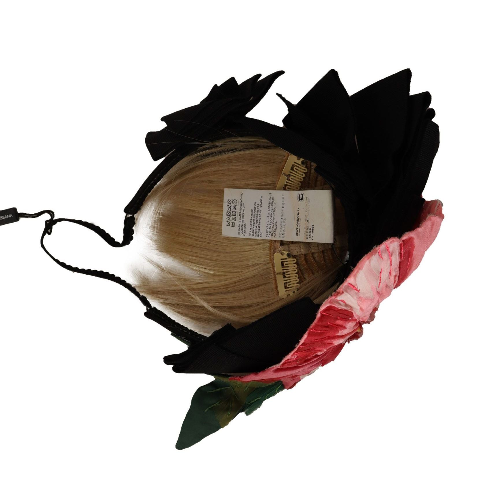 Dolce & Gabbana Black Silk White Hair Parrucchiera Diadem Headband