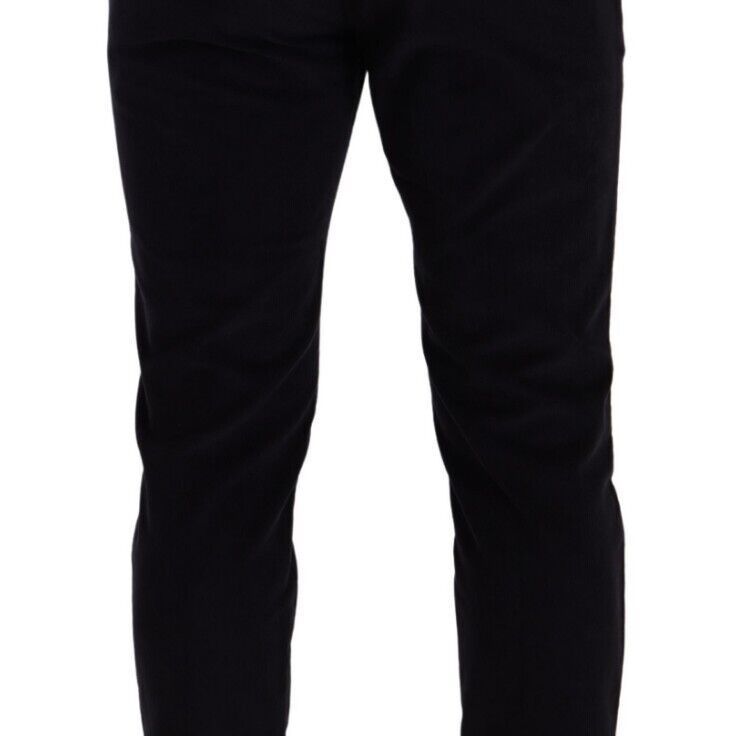 Dolce & Gabbana Blue Cotton Skinny Corduroy Trouser Pants