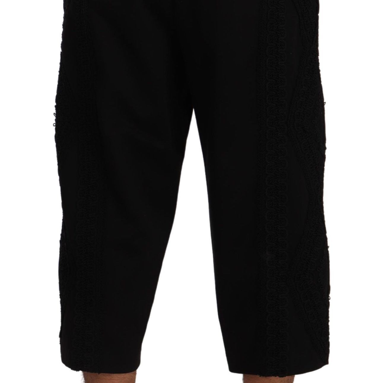 Dolce & Gabbana Black Cotton Torero Cropped Short Trouser Pants