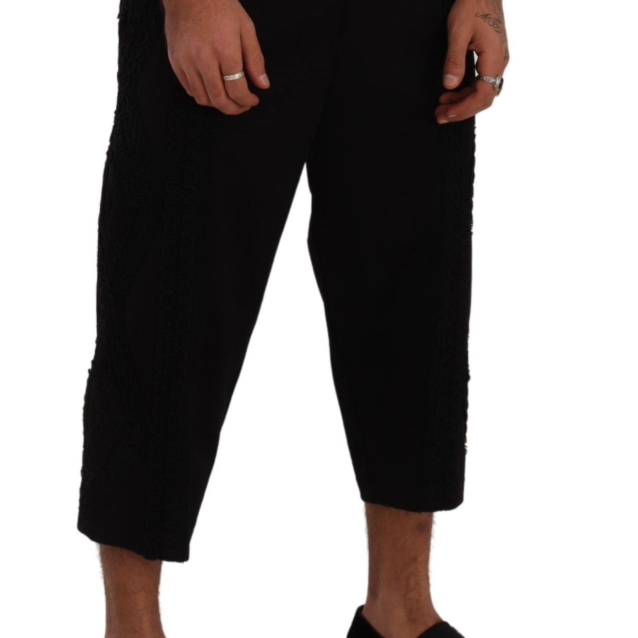 Dolce & Gabbana Black Cotton Torero Cropped Short Trouser Pants