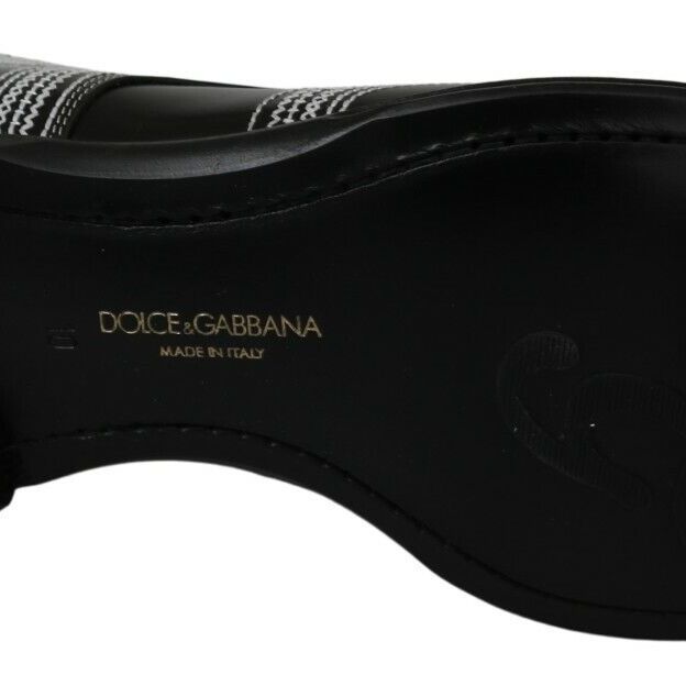 Dolce & Gabbana Black Leather Derby Formal White Lace Shoes