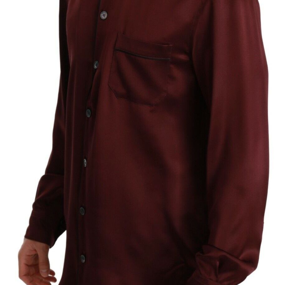 Dolce & Gabbana Bordeaux Silk Pajama Casual Shirt