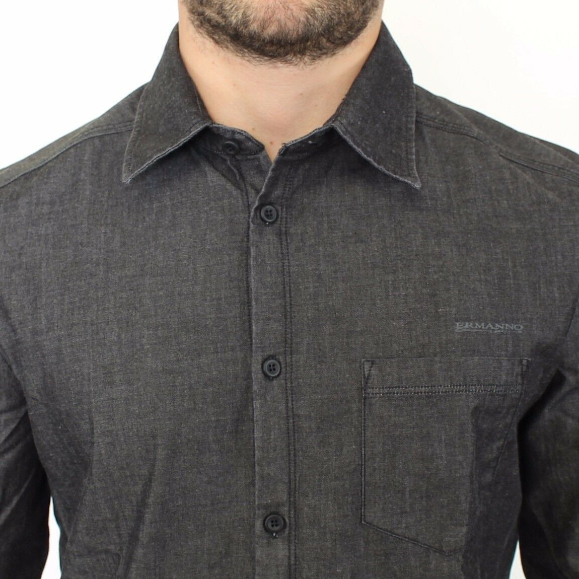Ermanno Scervino Denim Jeans Cotton Casual Gray Stretch Shirt