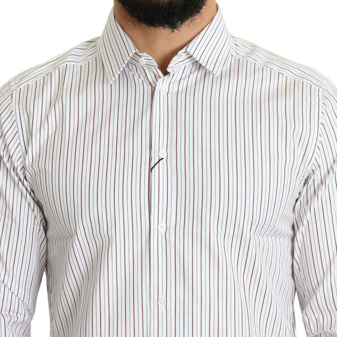 Dolce & Gabbana White Striped Formal MARTINI Shirt