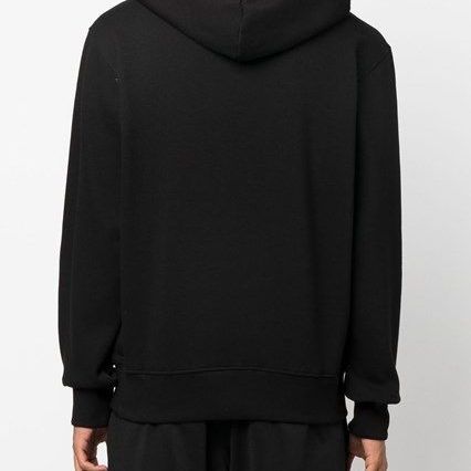 Versace Jeans Black Cotton Logo Details Hooded Sweatshirt