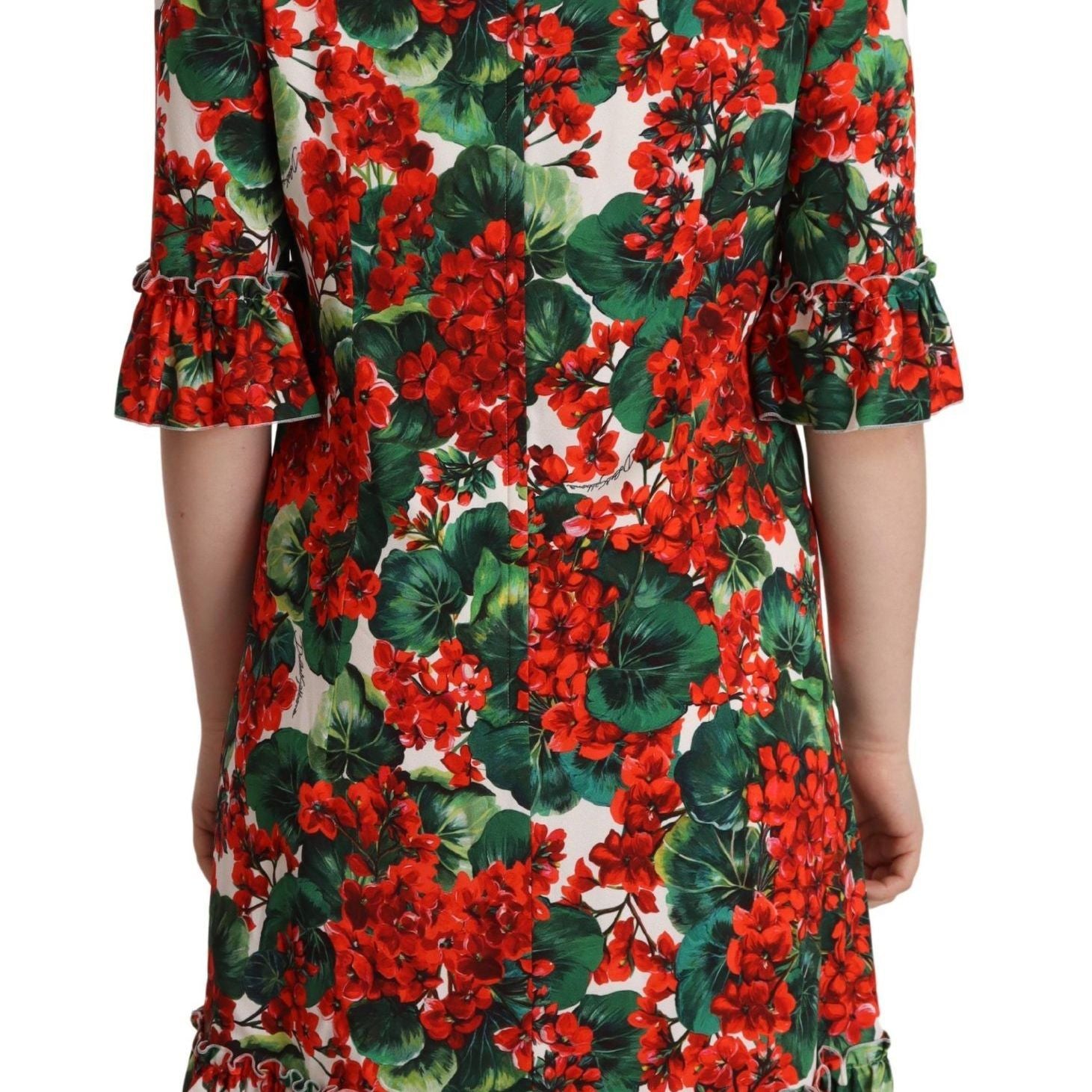 Dolce & Gabbana Multicolor Red Floral Shift Gown Dress