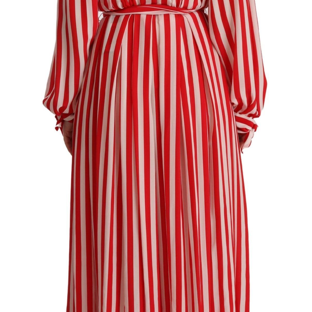 Dolce & Gabbana White Red Silk A-Line Shift Gown Dress