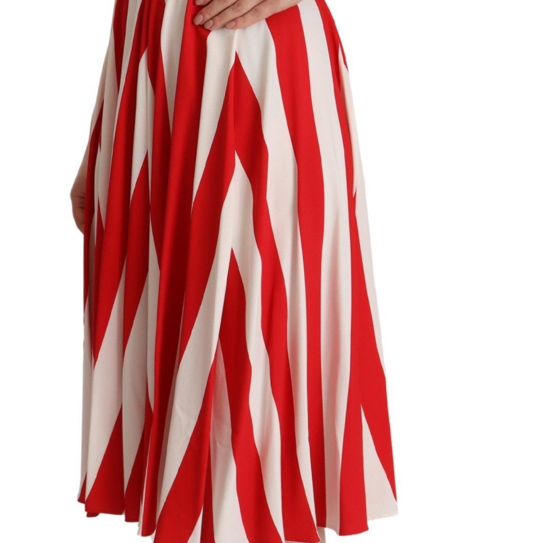 Dolce & Gabbana White Red Stretch Shift A-line Gown Dress