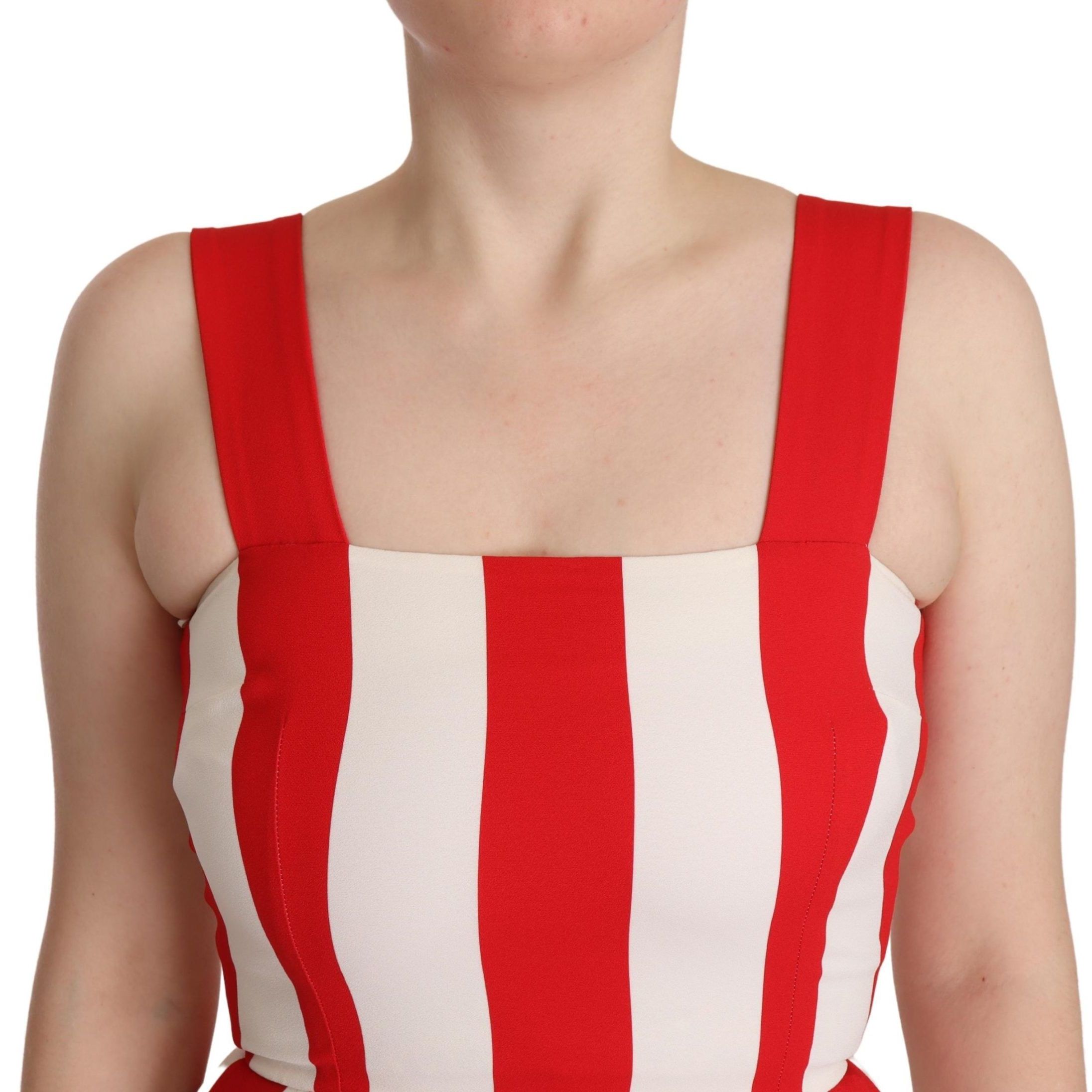 Dolce & Gabbana White Red Stretch Shift A-line Gown Dress
