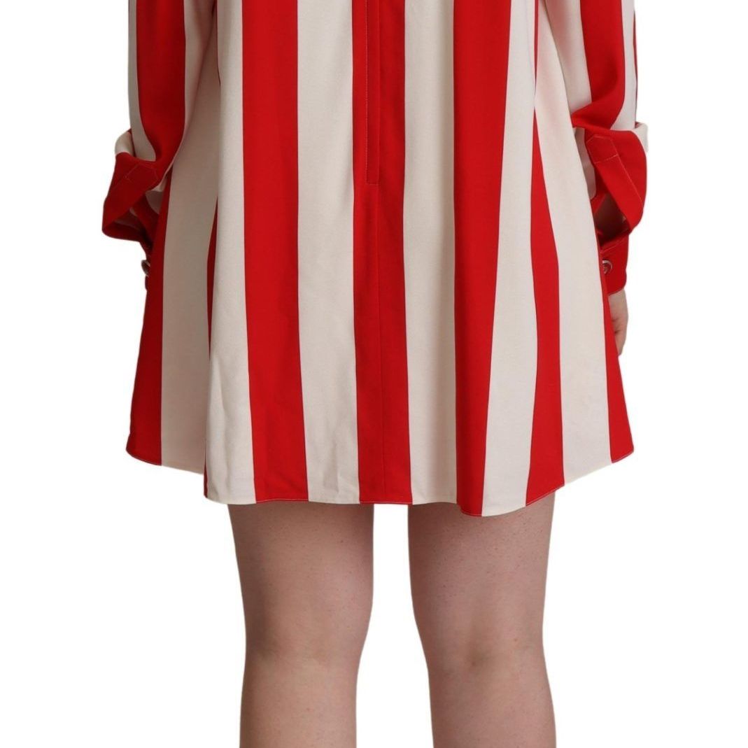 Dolce & Gabbana White Red Stretch Mini Shirt Gown Dress