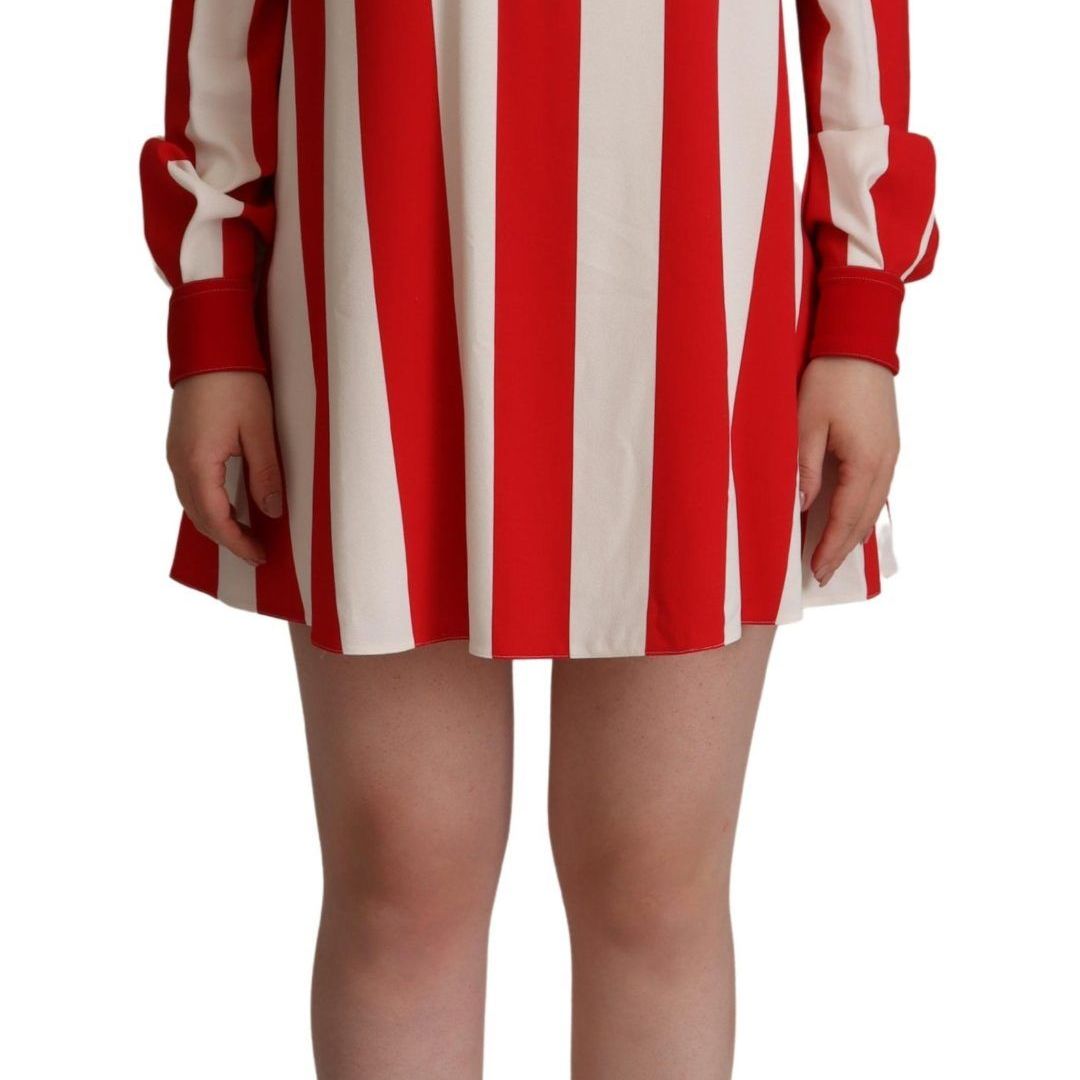Dolce & Gabbana White Red Stretch Mini Shirt Gown Dress