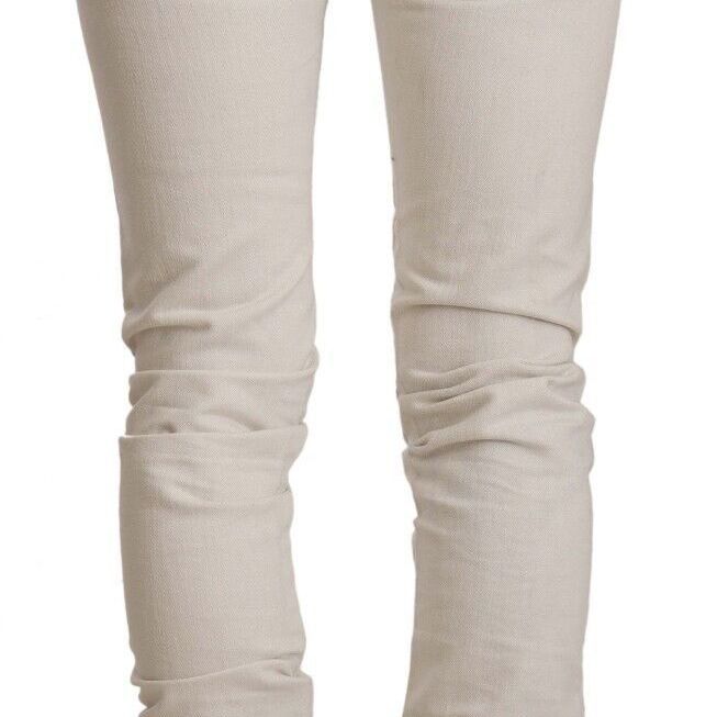 Karl Lagerfeld White Mid Waist Cotton Denim Slim Fit Jeans