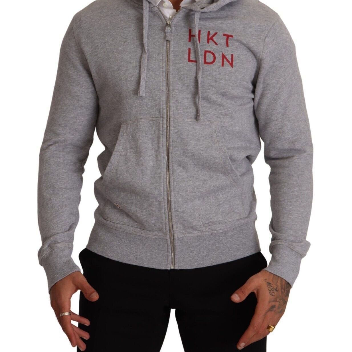 Hackett Gray Full Zip Hooded Cotton Sweatshirt Sweater