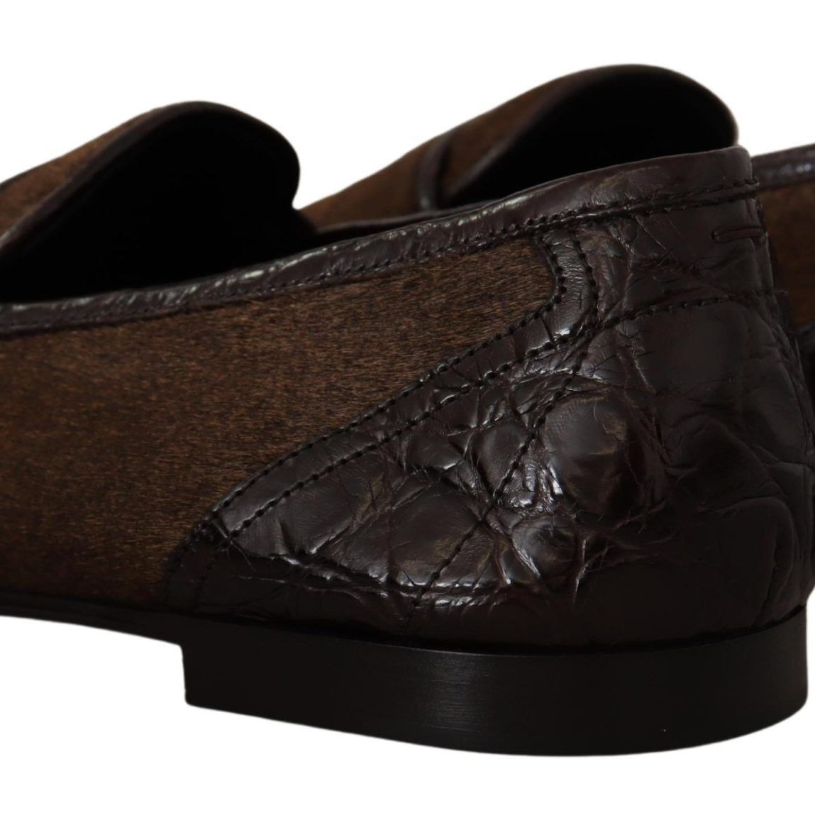 Dolce & Gabbana Shoes Dress Loafers Brown Leather Slip Shoes