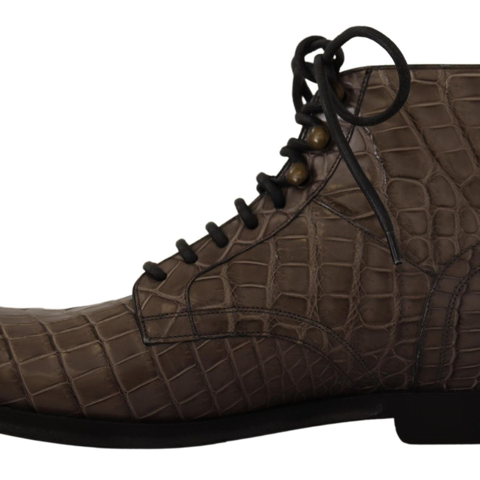 Dolce & Gabbana Gray Crocodile Leather Derby Boots