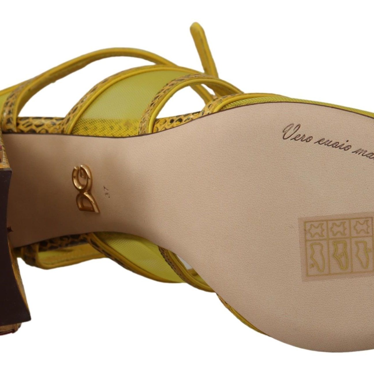 Dolce & Gabbana Yellow Leather Crystal Ayers Sandals Shoes