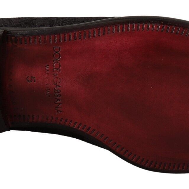 Dolce & Gabbana Black Floral Brocade Slippers Loafers Shoes